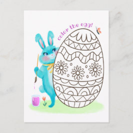Cartão Postal Cartão-postal da Página de Coloração do Coelho Azu