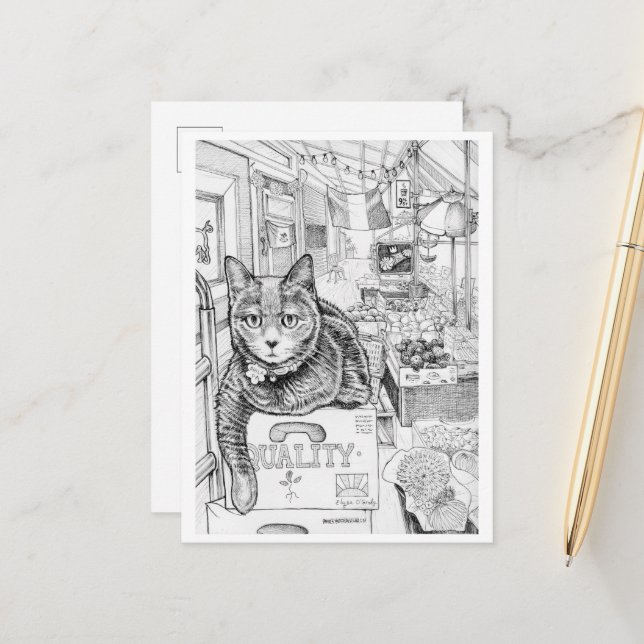 Cartão Postal Cartão-postal da Philly Cat na 9ª Rua (Frente/Verso In Situ)