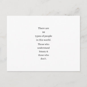 Cartão Postal Cartão-postal da Piada de Computação Binária Engra