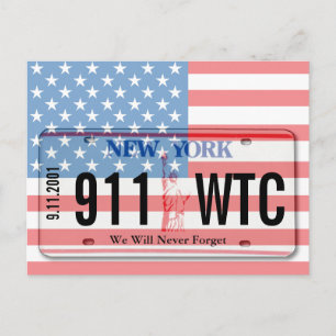 Cartão Postal Cartão-postal da Placa de Licença NY Memorial 911