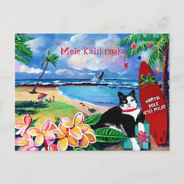 Cartão Postal Cartão-postal da praia de Poipu, Gato Mele Kalikim (Frente)