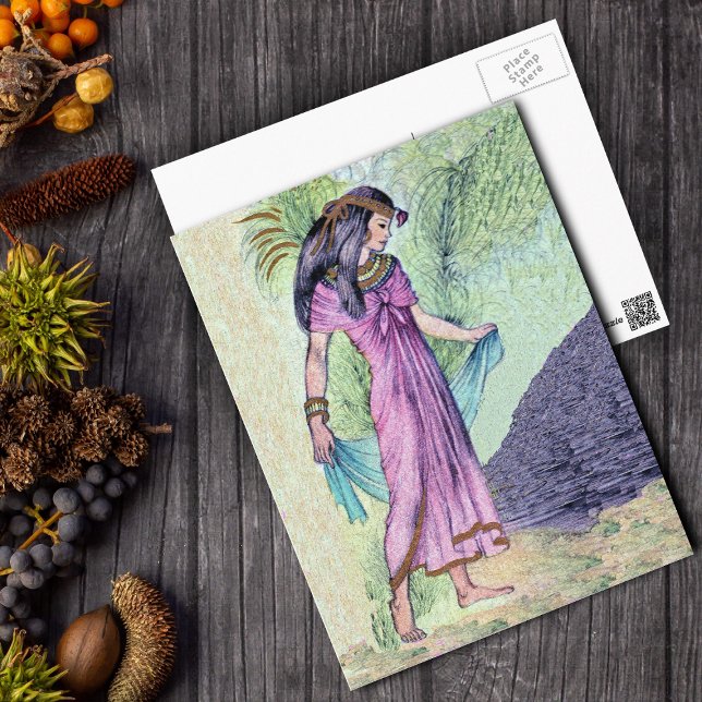 Cartão Postal Cartão-postal da Princesa Egípcia (Ancient Egyptian woman in pink dress blue scarf on postcard.)
