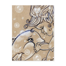 Cartão-postal da Sereia do Golfinho Subaquático