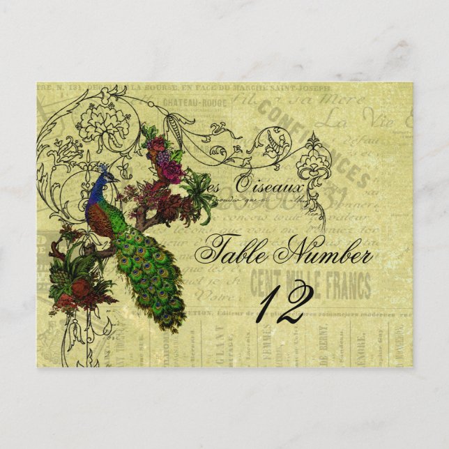 Cartão Postal Cartão-postal da Tabela de Casamento de Peacock Vi (Frente)