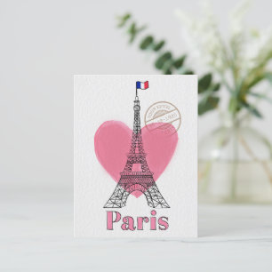 Cartão Postal Cartão-postal da Torre Eiffel de Heart Love Paris