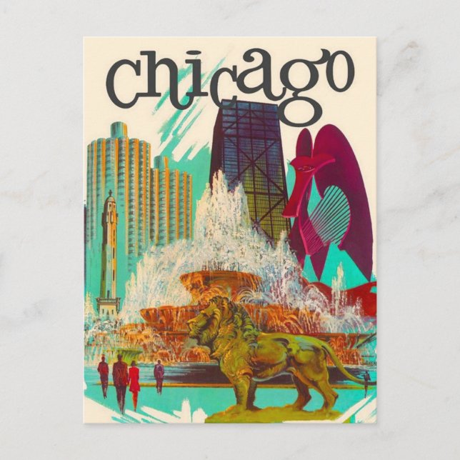 Cartão Postal Cartão-postal da Viagens vintage Chicago (Frente)