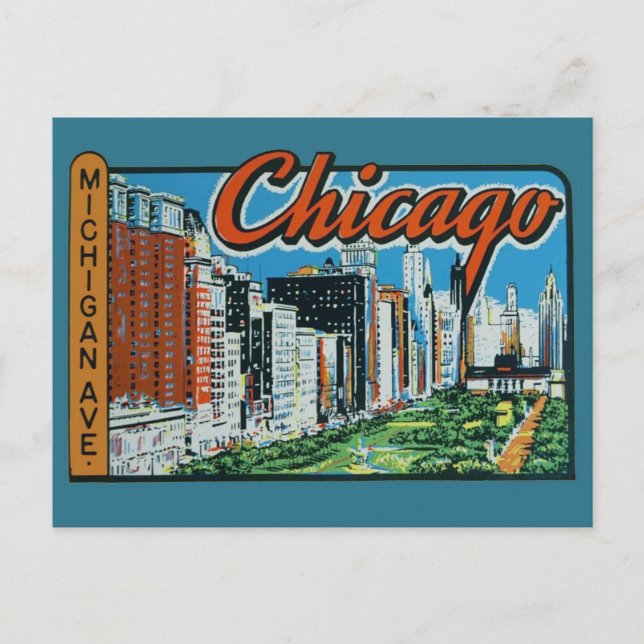 Cartão Postal Cartão-postal da Viagens vintage Chicago (Frente)
