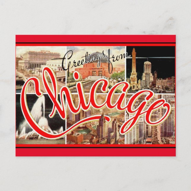 Cartão Postal Cartão-postal da Viagens vintage Chicago (Frente)