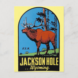 Cartão Postal Cartão-postal da viagens vintage Jackson Hole Wyom
