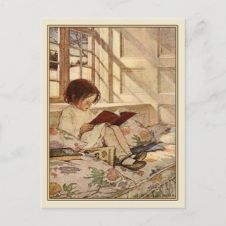Cartão Postal Cartão-postal da Vintage com Leitura de Menina Doc