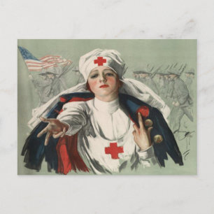 Cartão Postal Cartão-postal da WWII com Impressão da Cruz Verm