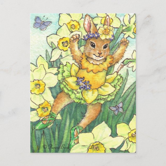Cartão Postal Cartão-postal Daffodil Jonquil Ballerina Bunny (Frente)