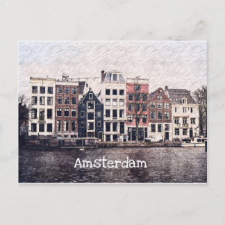 Cartão Postal Cartão-postal das Casas de Amsterdã