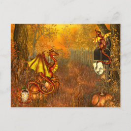 Cartão Postal Cartão-postal das Halloween com Dragões Assustador