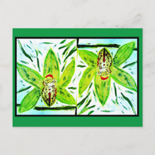 Cartão Postal Cartão-postal das Orquídeas de Cymbidium Verdes