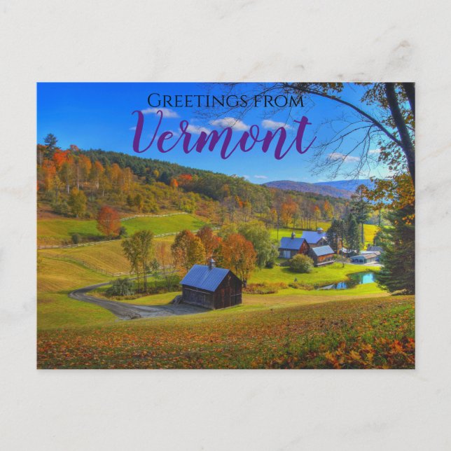 Cartão Postal Cartão-postal das Saudações Cênicas de Vermont Fol (Frente)