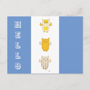 Cartão Postal Cartão-postal de 3 corujas amarelas