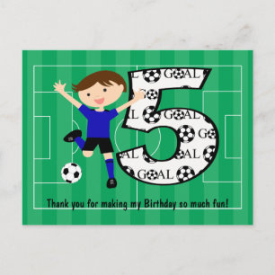 Cartão Postal Cartão-postal de 5 Birthday Blue e Black Soccer Go