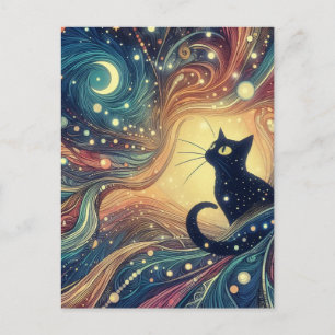 Cartão Postal Cartão-postal de Abstrato de Gato Negro