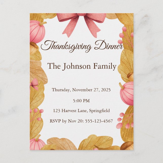 Cartão Postal Cartão-postal de Ação de Graças com Autumn Wreath (Frente)