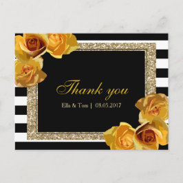 Cartão Postal Cartão-postal de agradecimento Floral Amarelo