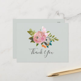 Cartão Postal Cartão-postal de agradecimento Floral Pintado