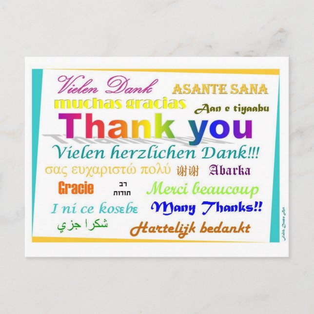 Cartão Postal Cartão-postal de agradecimento - multilíngue (Frente)