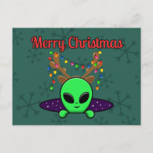 Cartão-postal de Alienígena OVNI "Feliz Natal"
