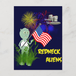 Cartão Postal Cartão-postal de Aliens Redneck Engraçados em 4 de