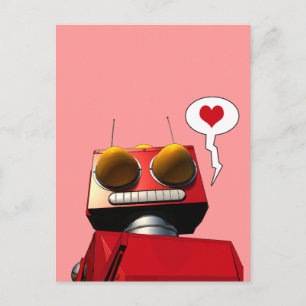 Cartão Postal Cartão-postal de Amor com Robô Vermelho