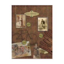 Cartão-postal de Andando de bicicleta Vintage