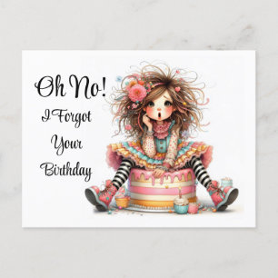 Cartão Postal Cartão-postal de aniversário atrasado