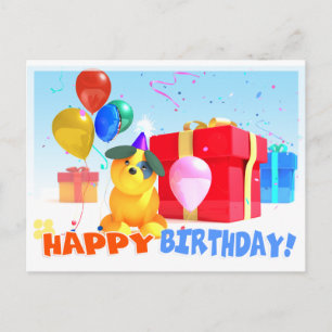 Cartão Postal Cartão-postal de aniversário de um cão redondo