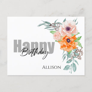 Cartão Postal Cartão-postal de Aniversário Feliz Flores Aquática