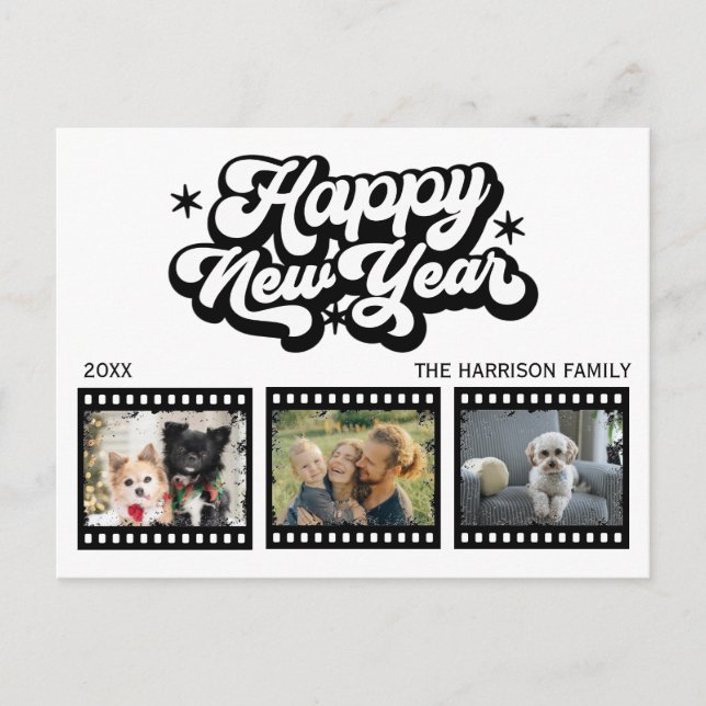 Cartão Postal Cartão-postal de Ano Novo do Filme Grunge Antigo T (Frente)