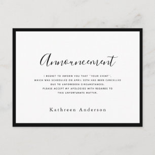 Cartão Postal Cartão-postal de Anúncio de Cancelamento de Script