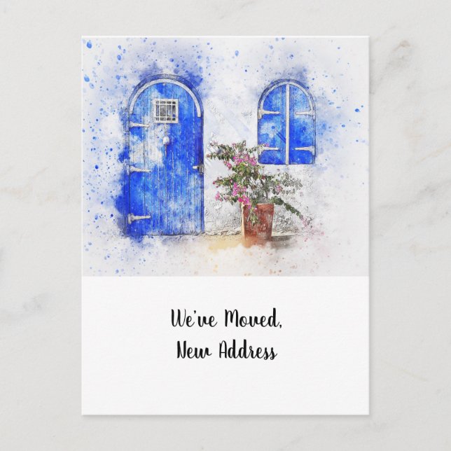 Cartão Postal Cartão-postal de anúncio de endereço novo da porta (Frente)