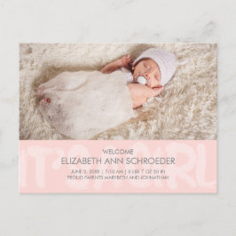 Cartão Postal Cartão-postal de anúncio de nascimento de bebê ros