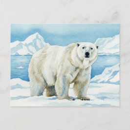 Cartão Postal Cartão-postal de Aquarela com Urso Branco