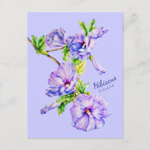 Cartão Postal Cartão-postal de arte azul-fina pintada Hibiscus s