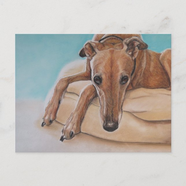 Cartão Postal Cartão-postal de Arte Canino Harley Greyhound (Frente)