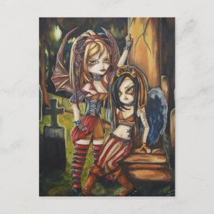 Cartão Postal Cartão-postal de Arte de Anjo Gótico Escuro Vampir