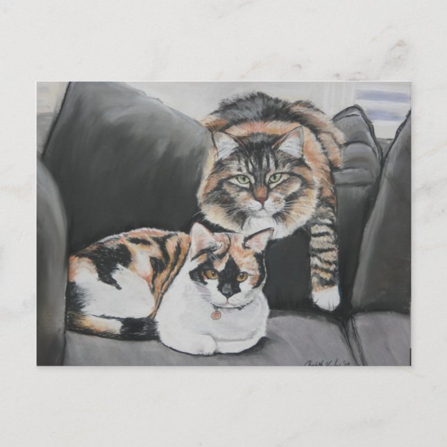 Cartão Postal Cartão-postal de Arte de Gatos (Frente)