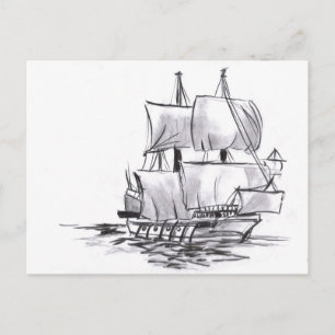 Cartão Postal Cartão-postal de Arte de Navio Antigo Galeão de Na