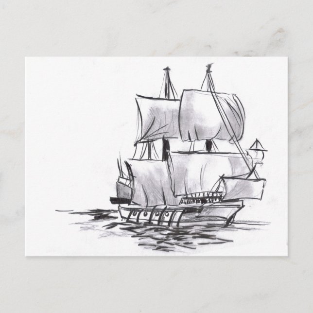 Cartão Postal Cartão-postal de Arte de Navio Antigo Galeão de Na (Frente)