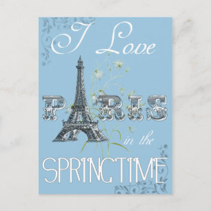 Cartão Postal Cartão-postal de arte de Primavera Love de Paris