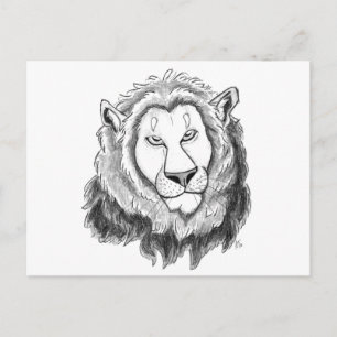 Cartão Postal Cartão-postal de Arte do Lion Pencil