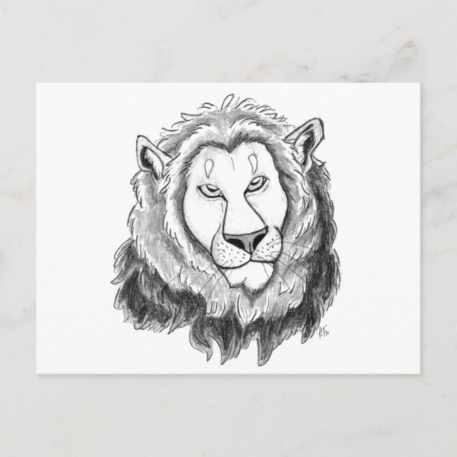 Cartão Postal Cartão-postal de Arte do Lion Pencil (Frente)
