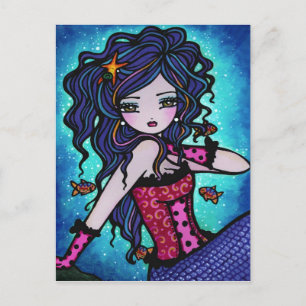Cartão Postal Cartão-postal de Arte Marinha Adriana Mermaid Fan