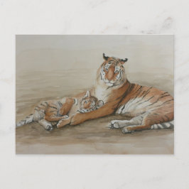 Cartão Postal Cartão-postal de arte para gatos de Tigre e Cub